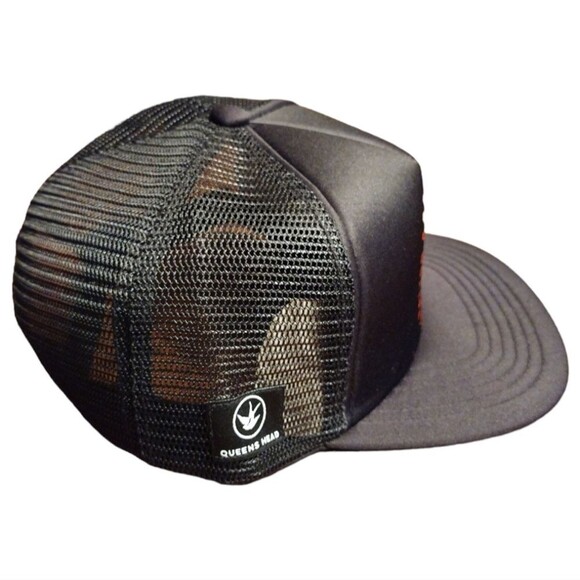 Queens Head Tattoo Apparel Mesh Snapback Trucker Hat, Adjustable, Black/Red/Blue - Picture 2 of 7